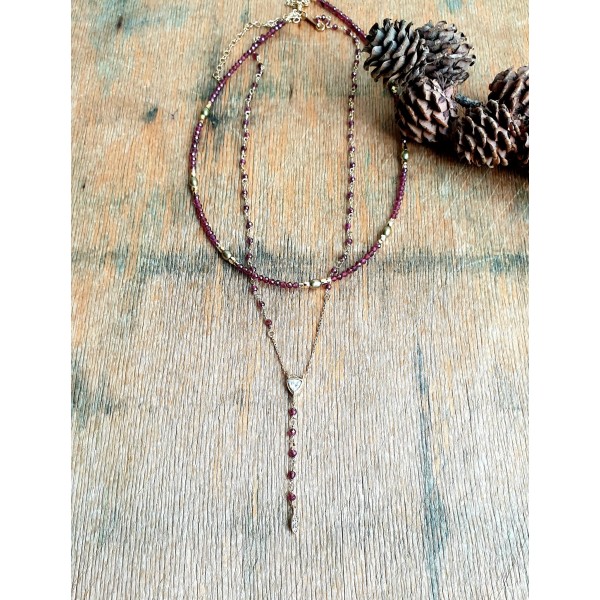 Hanka IN kaklo papuošalas "Choker" su granatu ir perlais